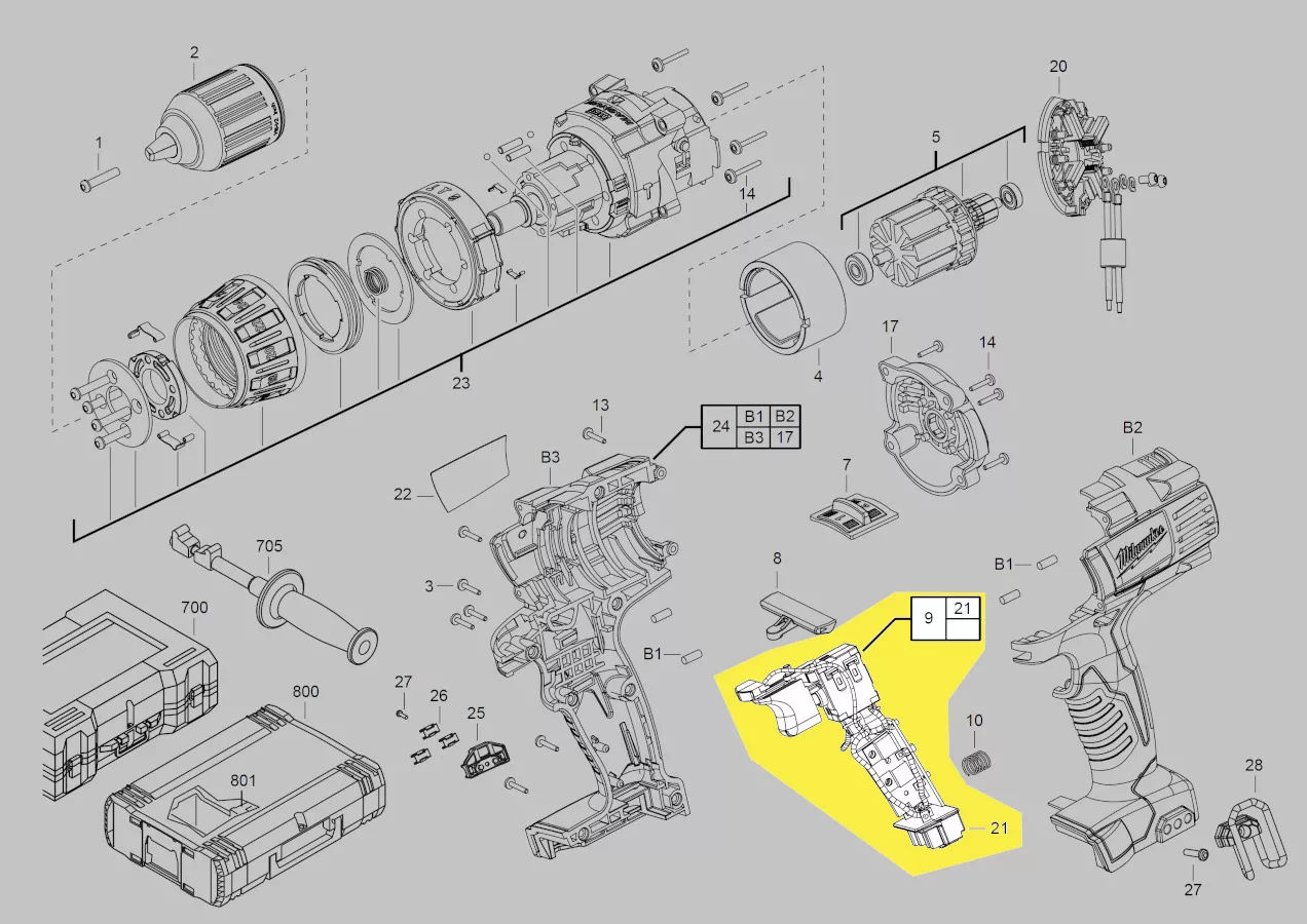 interrupteur module électronique réf. 4931447415 Milwaukee